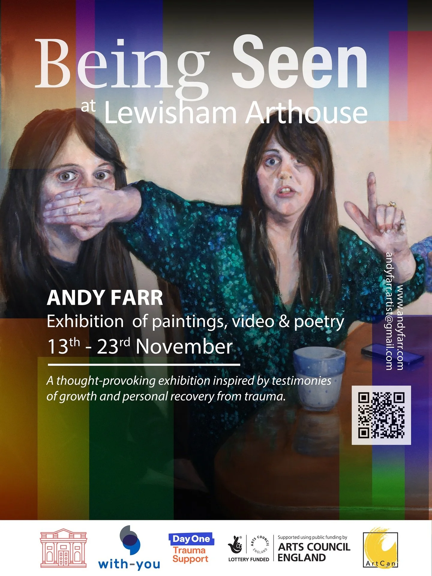 Opening soon!
Being Seen: In Art and Words at Lewisham  Arthouse

A thought-provoking exhibition inspired by testimonies of growth and personal recovery from trauma, brought to our Project Space by @andyfarrart .

Lewisham Arthouse will host Being Se