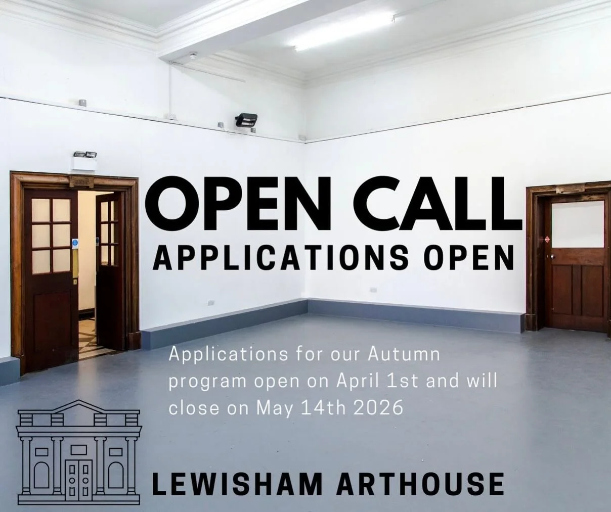 The Lewisham Arthouse Project Space is now accepting proposals for our Autumn program. 

Applications close on May 14th. Selected exhibitions will be shown between September and December 2026. 

For the proposal form, hire fees, terms and conditions,