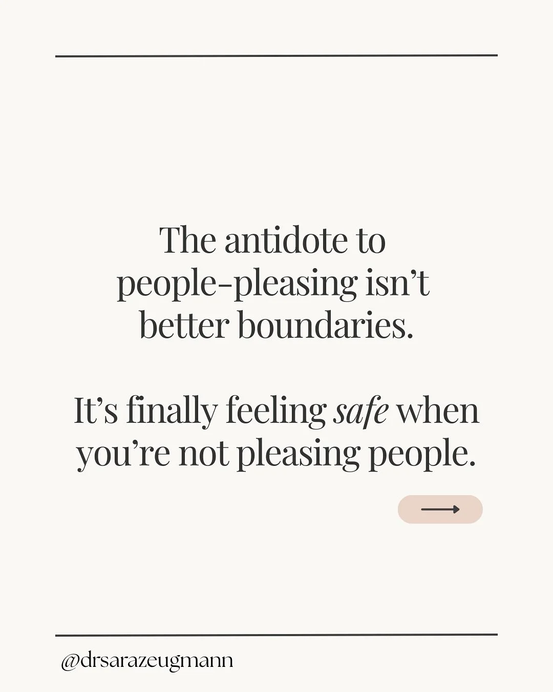 The antidote to people-pleasing isn’t better boundaries.
It’s finally feeling safe when you’re not pleasing people.
Think about it — how many times have you read about “just set better boundaries!” only to find yo