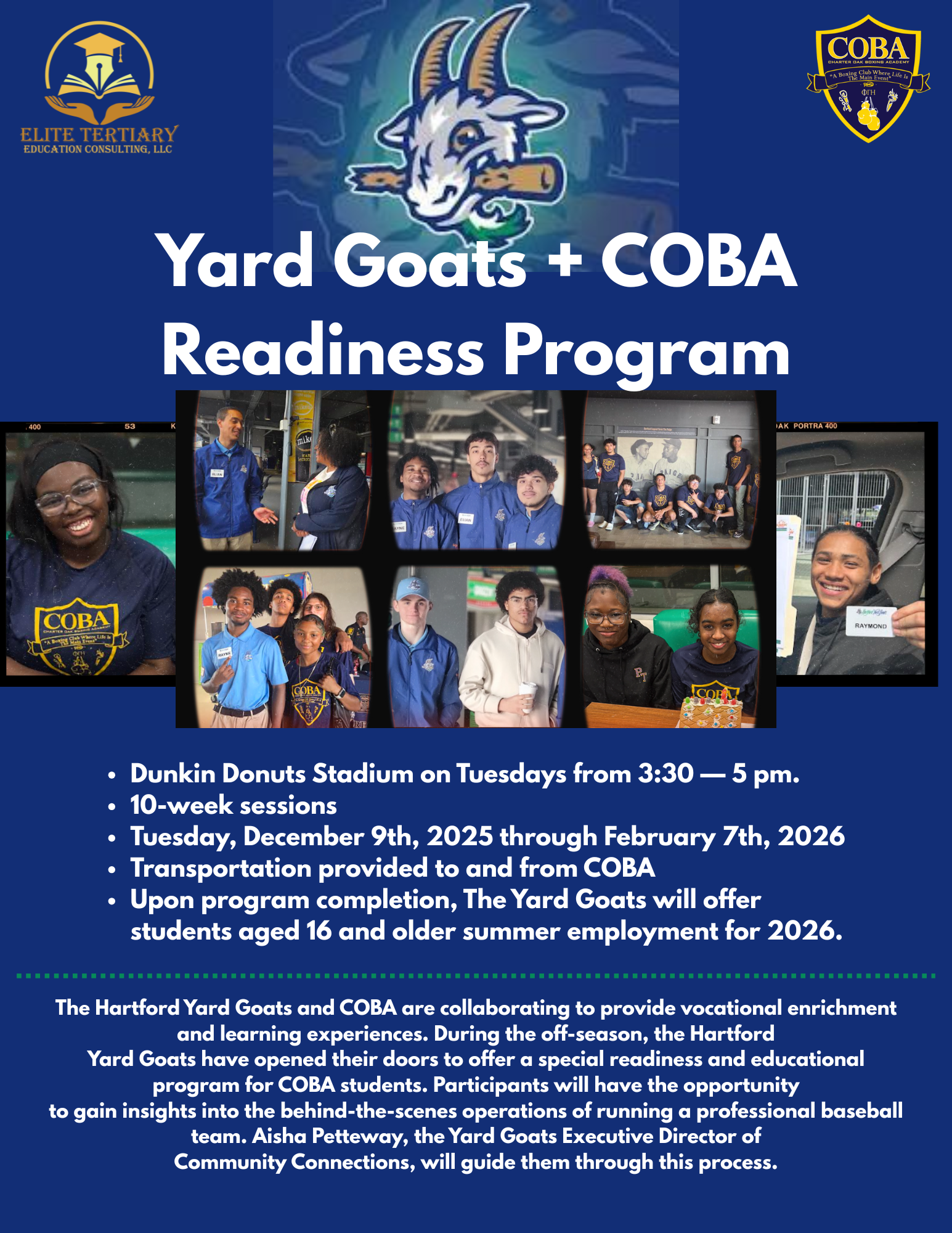 A Winning Team: Hartford Yard Goats and COBA Launch Workforce Readiness Program