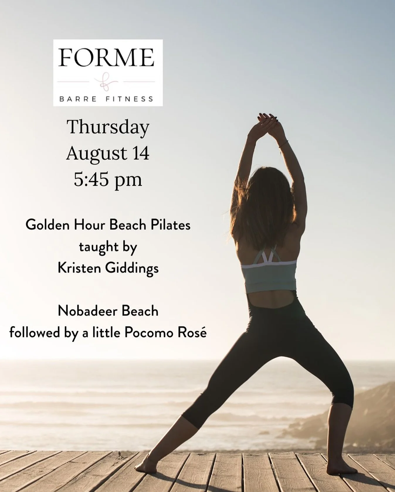 🌅Golden hour on the beach with friends and a bit of ros&eacute;? Sounds like the perfect end of the day to me!
Sign up at formenantucket.com under Schedule.
Link also in our bio☝🏻