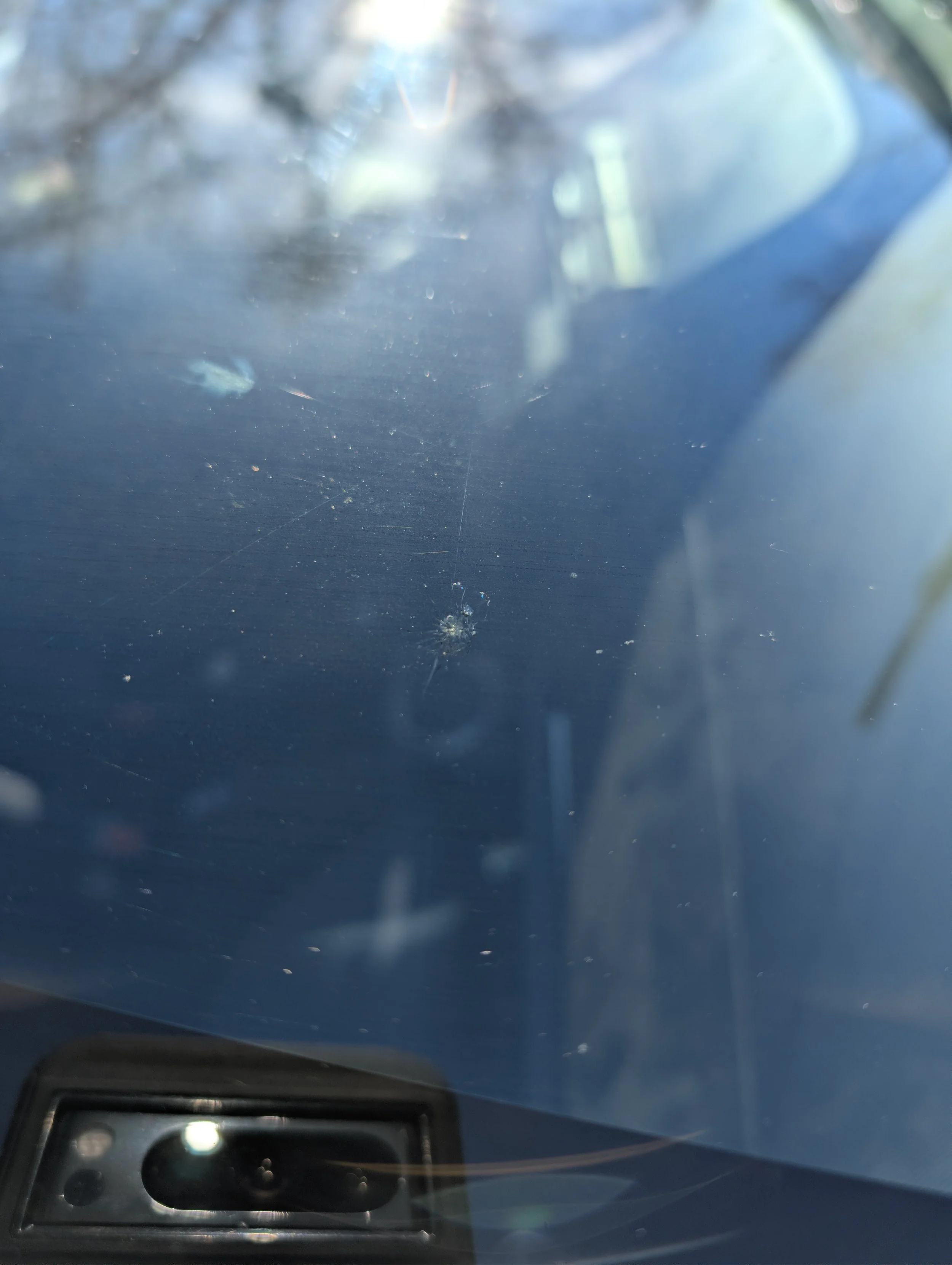 windshield after chip repair completed.