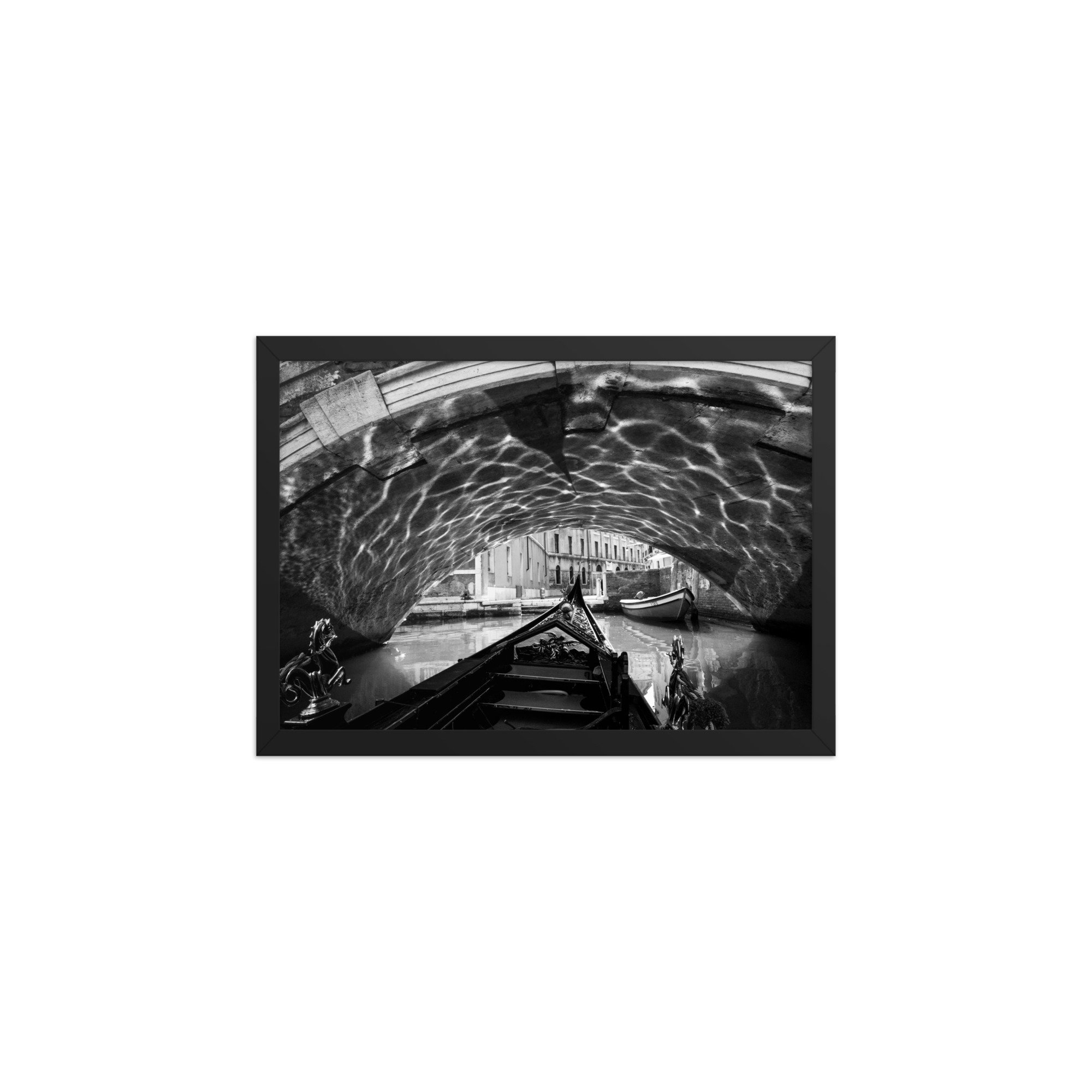 Gerahmtes Schwarz Weiß Poster mit Venedig-Gondel (21×30 cm) – Wanddeko