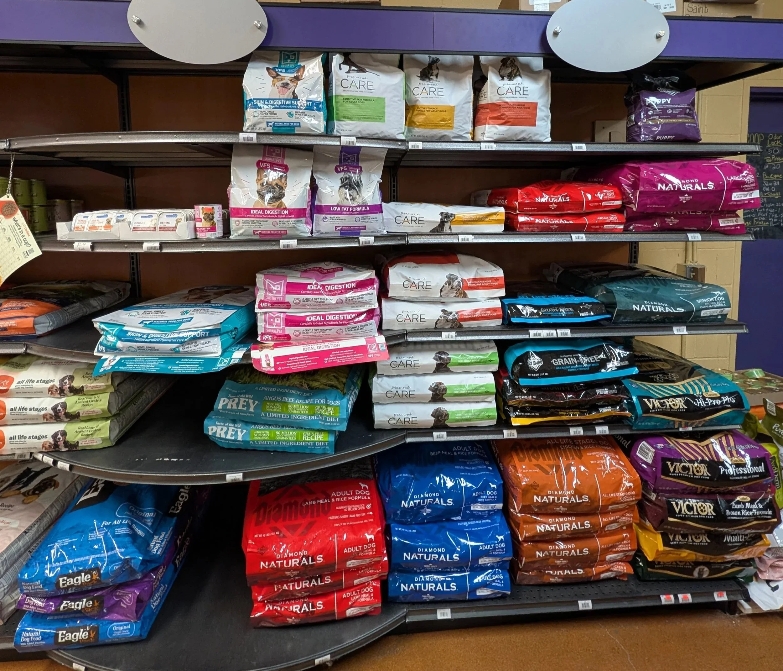 Portland Pet Supply SquarePet, Diamond, Taste of the Wild, and Victor dog food