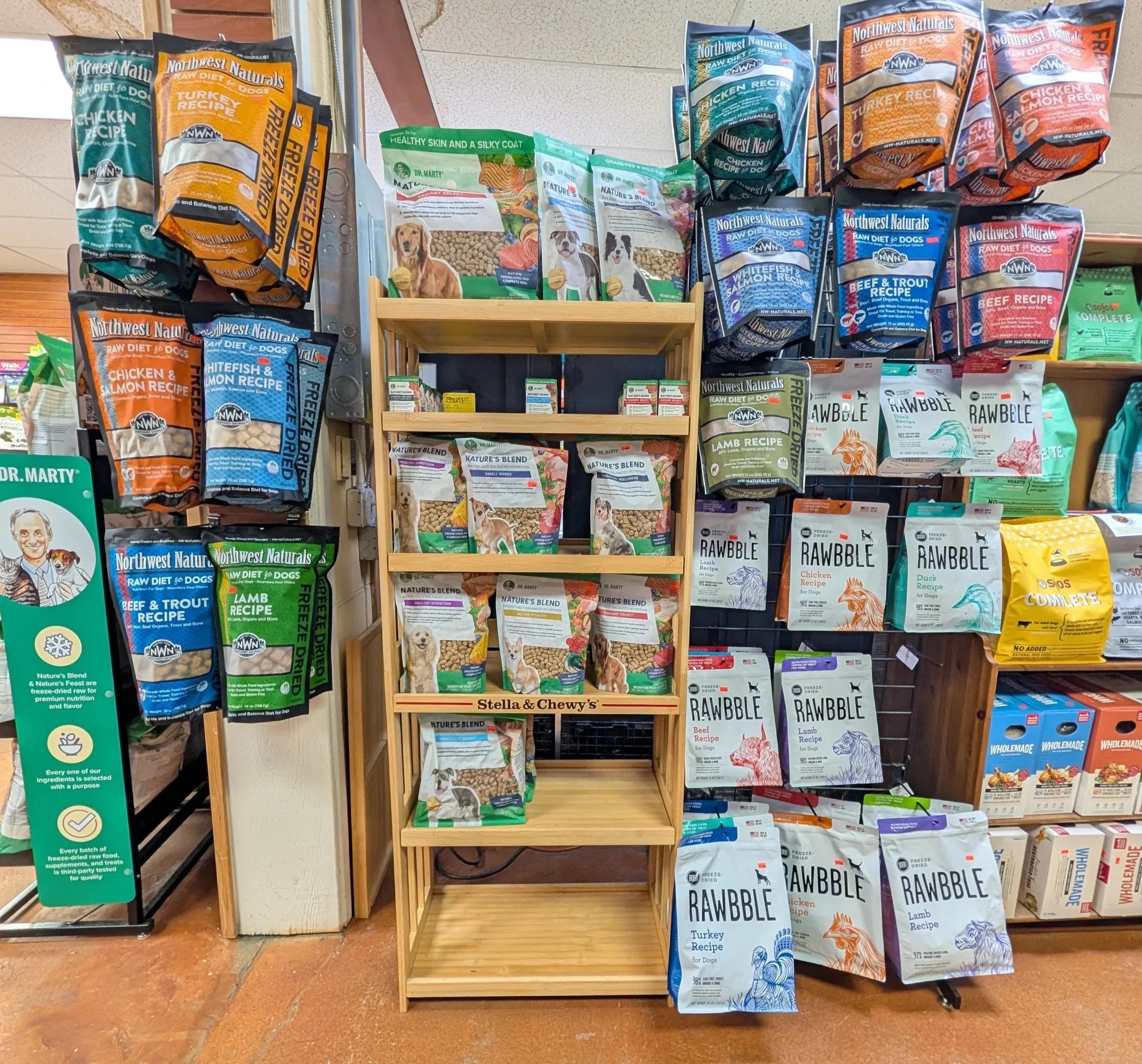 Portland Pet Supply Northwest Naturals, Dr. Marty, and Rawwble freeze dried dog food