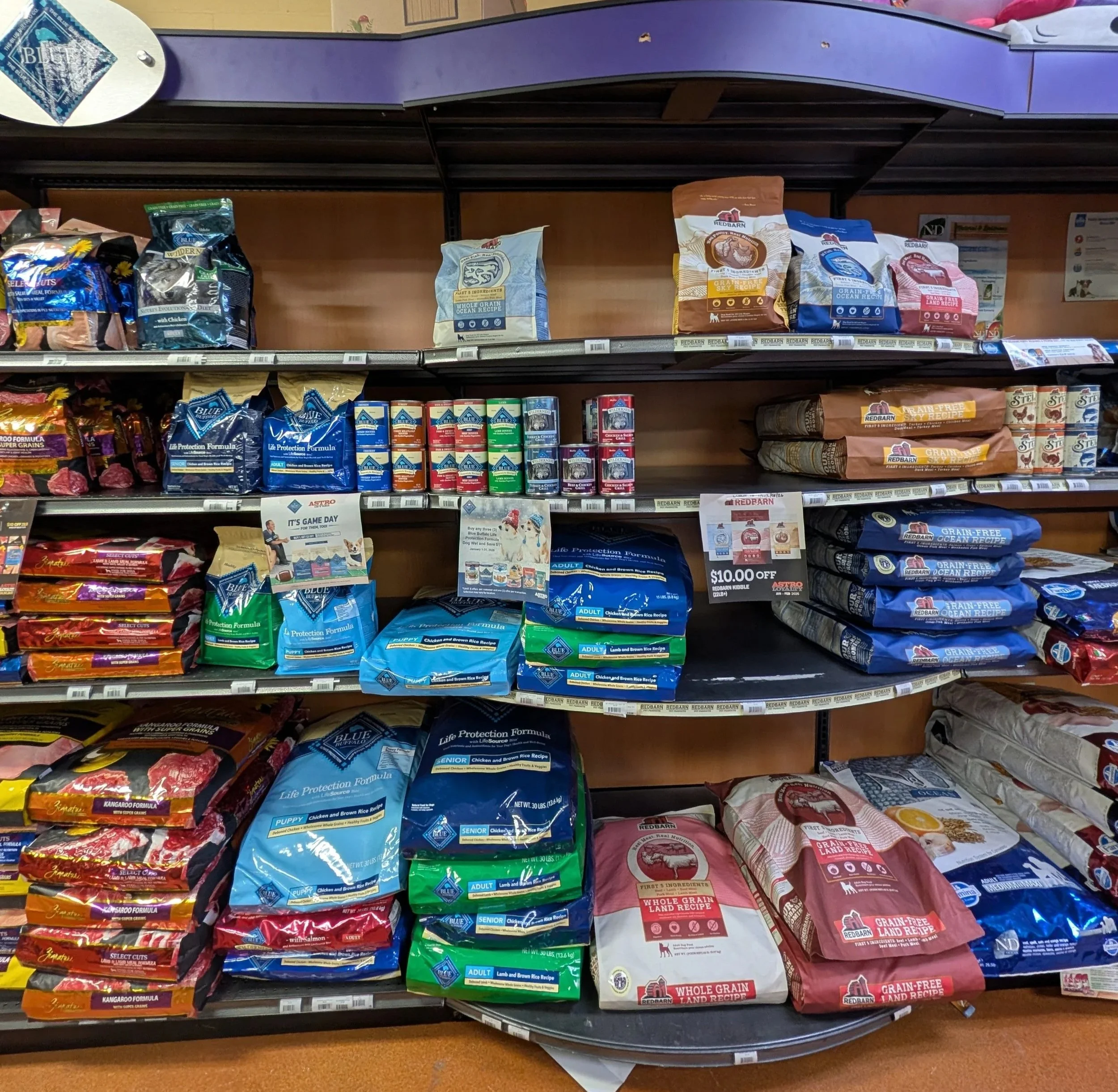 Portland Pet Supply Blue Buffalo, Zignature and Redbarn dog food