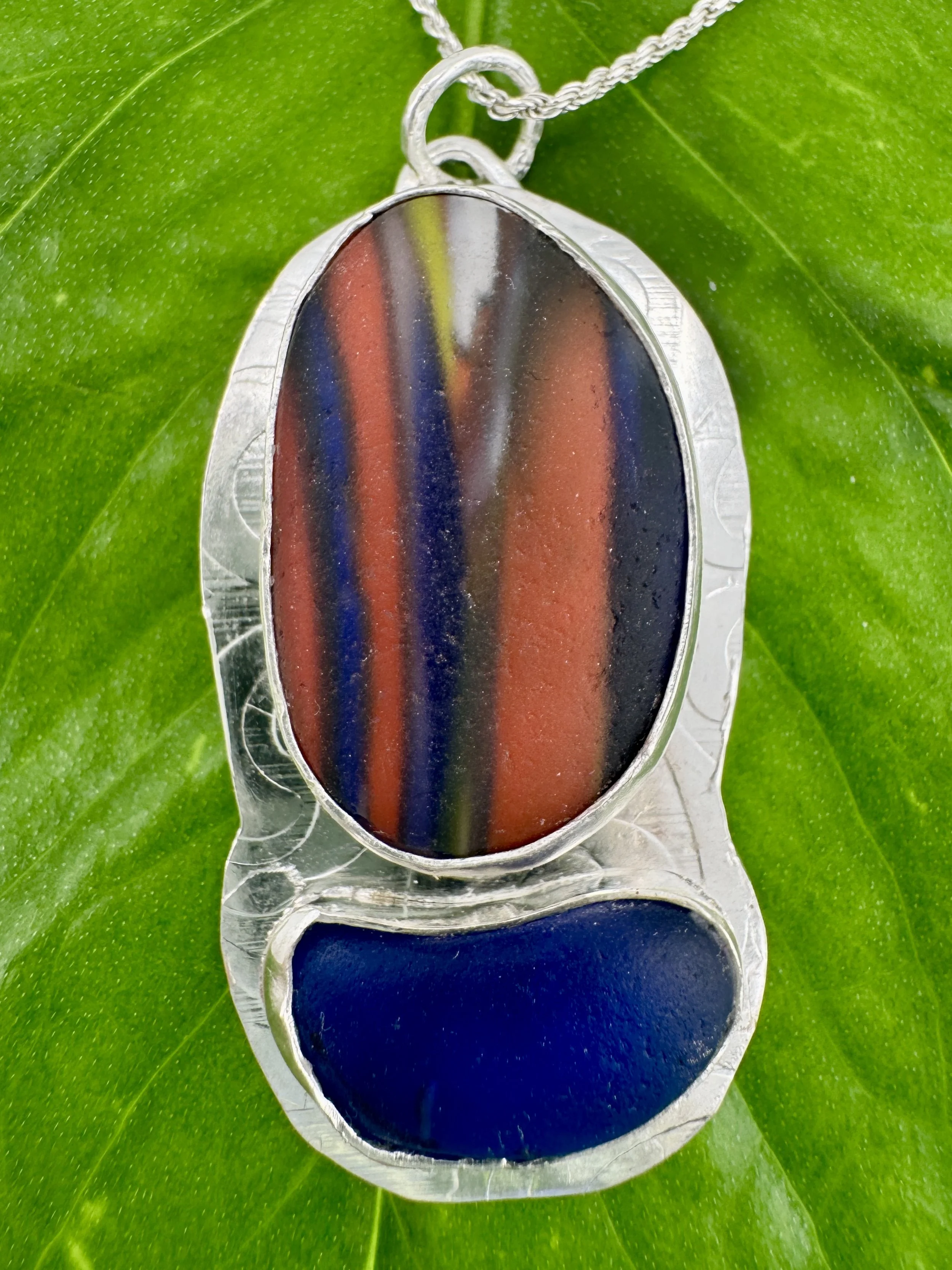 Murano Seaglass from Italy paired with rich blue Spanish Seaglass