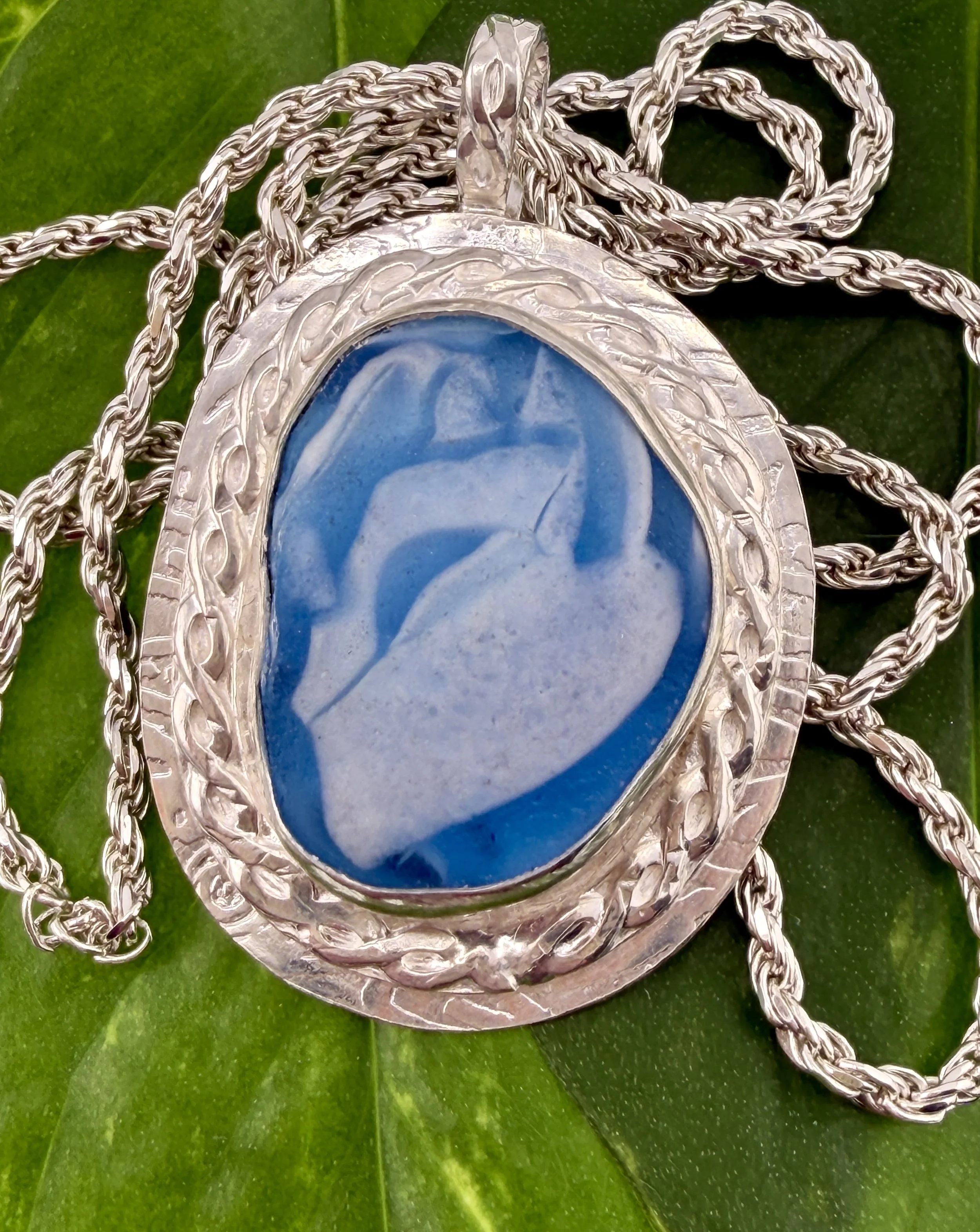 Unusual Seaglass from the Canary Islands set in fine and sterling silver