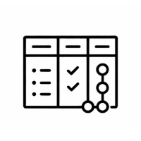 A digital dashboard showing charts, data, and checkmarks for analysis or project tracking.