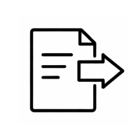 Icon of a document with an arrow pointing to the right, indicating document export or sharing.