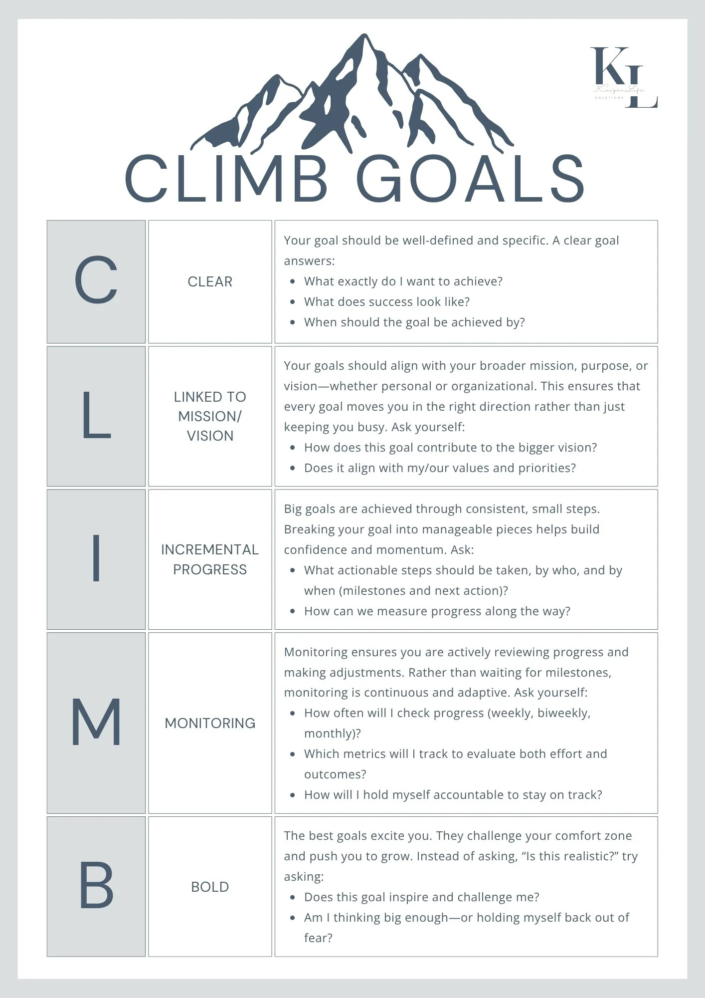 Reach Higher with CLIMB  Goal Setting Framework 