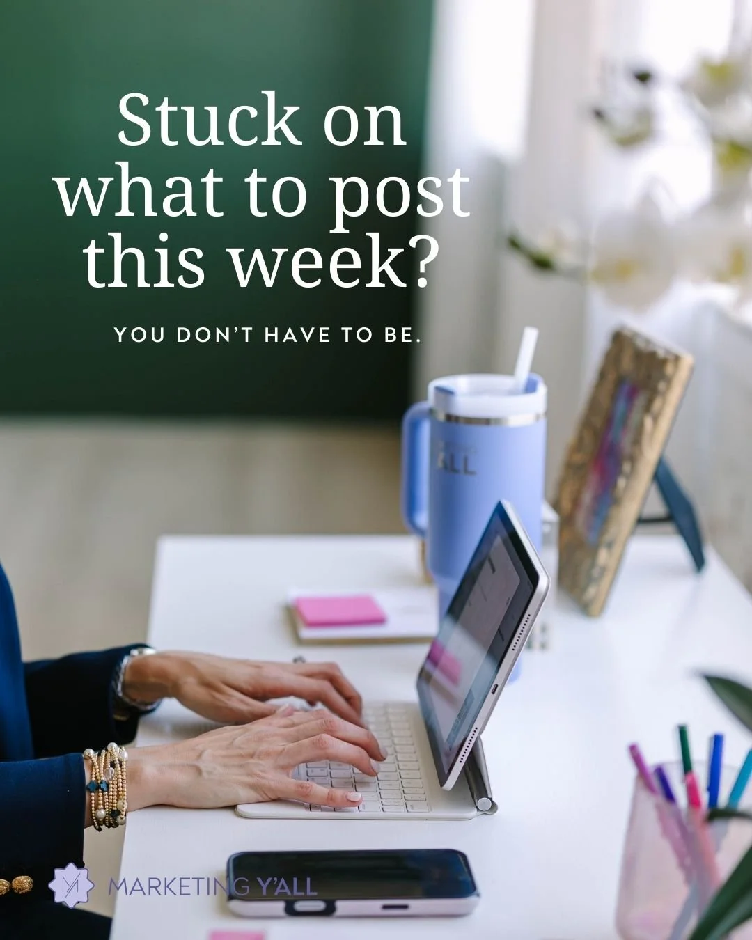 Not sure what to post this week? Here are a few things to consider sharing this week:

&bull; What your ideal client is struggling with
&bull; What you wish more people understood
&bull; How you help solve it

Don&rsquo;t want to think about it? DM C