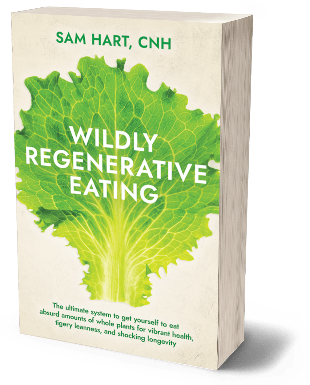 a cover of a book with lettuce and clean white and green bold fonts