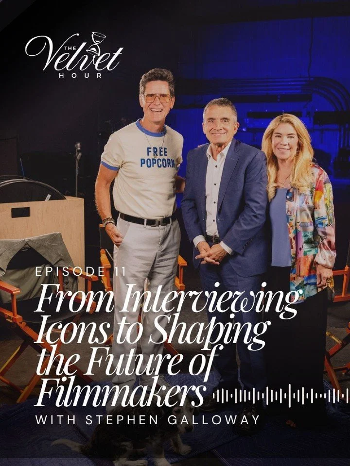 We took The Velvet Hour on location for this one. A real sound stage at Chapman University, director's chairs, studio lights, and one very chill dog who decided the conversation was worth staying for.

Episode 11 is live. Stephen Galloway spent 27 ye