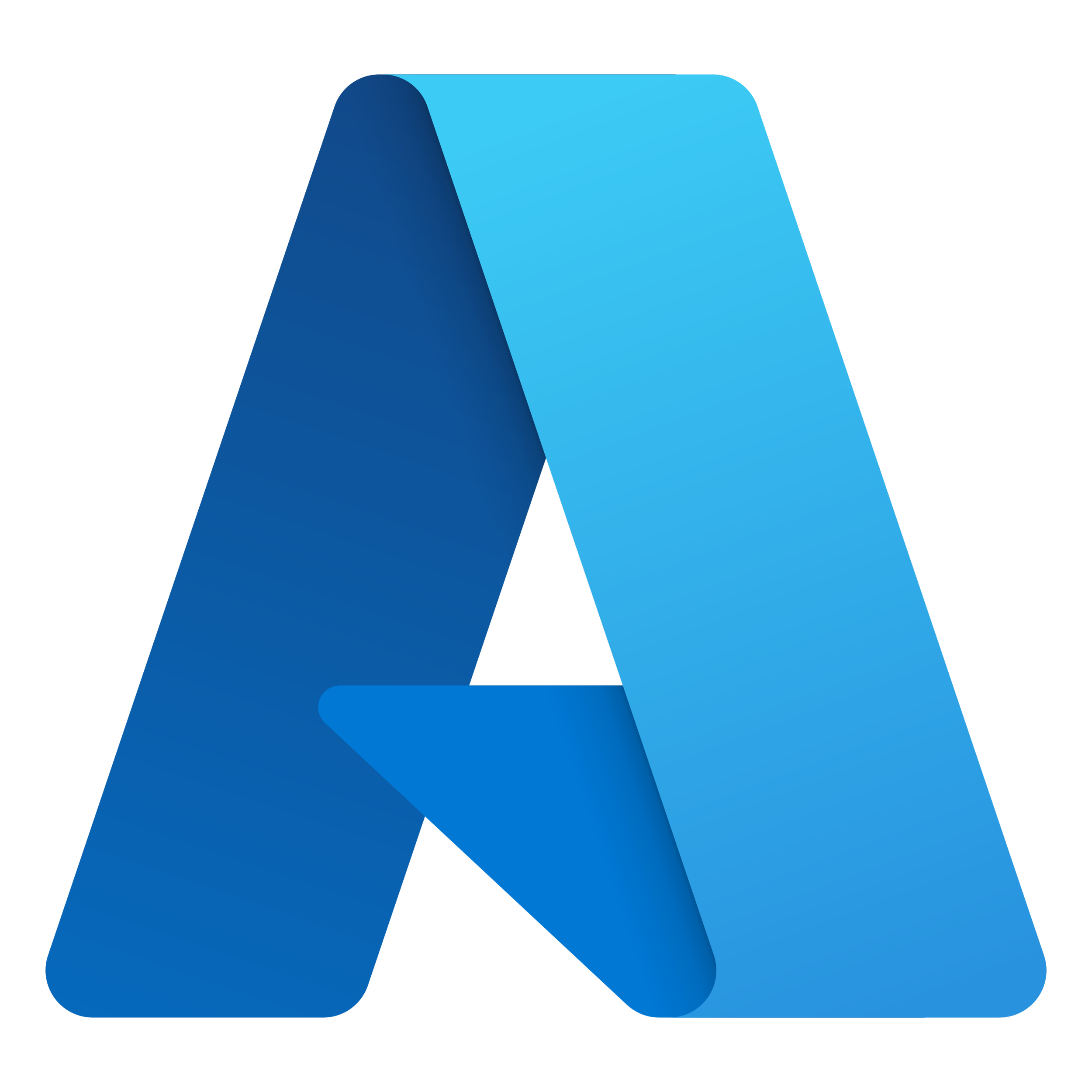 Logotipo azul de la letra "A" prominente