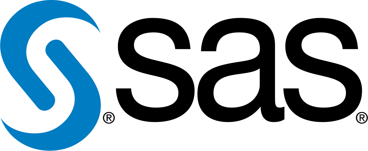 Logotipo de SAS Institute con una "S" azul y texto negro en fondo blanco.