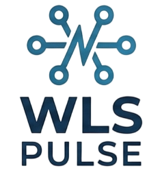 Logo con un diseño en forma de circuito eléctrico y la palabra 'WLS PULSE' debajo.