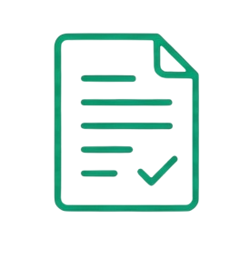 Documento con marca de verificación y líneas que representan texto