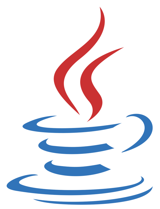 Logotipo del lenguaje de programación Java, con una taza azul y vapor rojo estilizado.