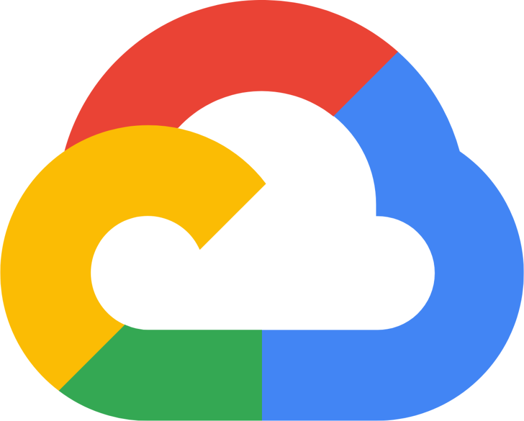 Logo de Google Cloud con colores rojo, amarillo, azul y verde.
