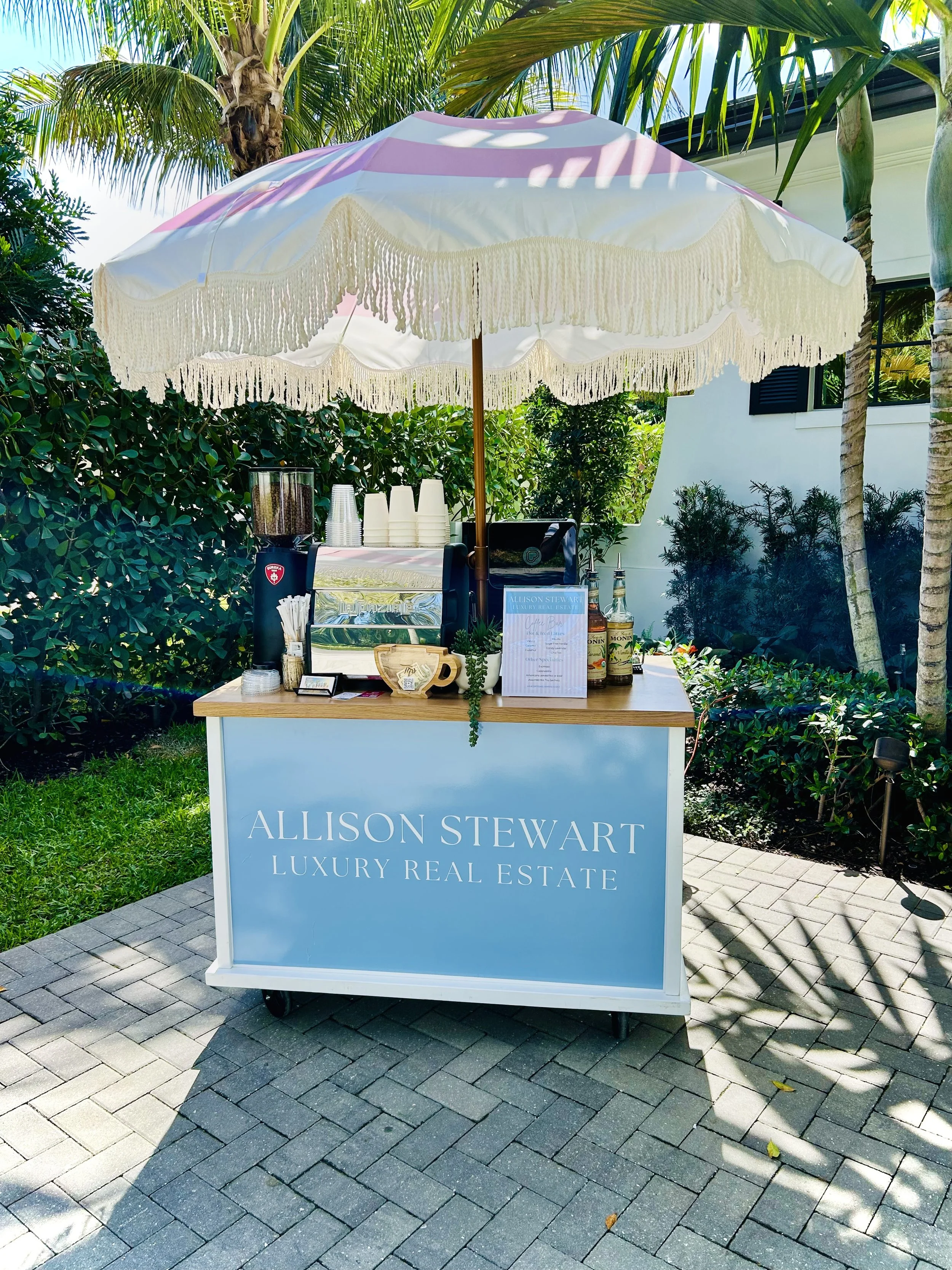 Customized coffee bar for a real estate event in Delray Beach