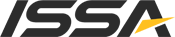 Close-up of a black and yellow logo on a dark background.
