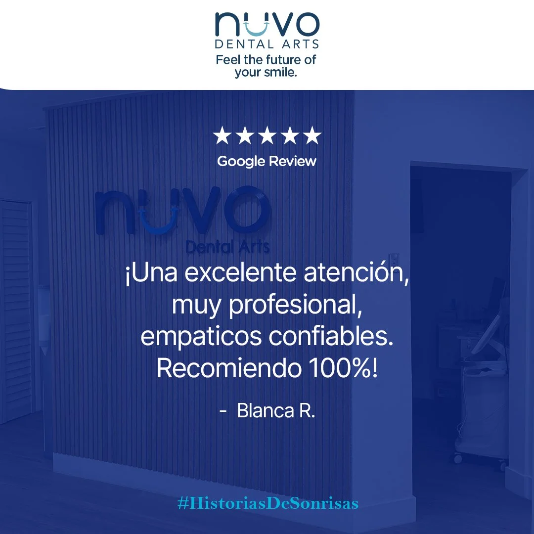Five star Google review for Nuvo Dental Arts in Coral Gables highlighting professional and caring dental team