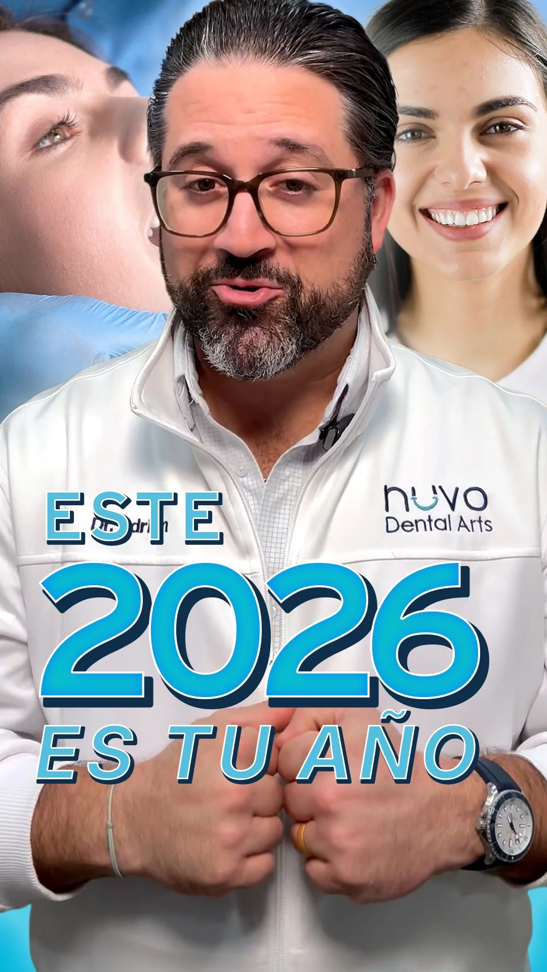 Paciente sonriendo con una sonrisa saludable al comenzar el 2026 en Nuvo Dental Arts
