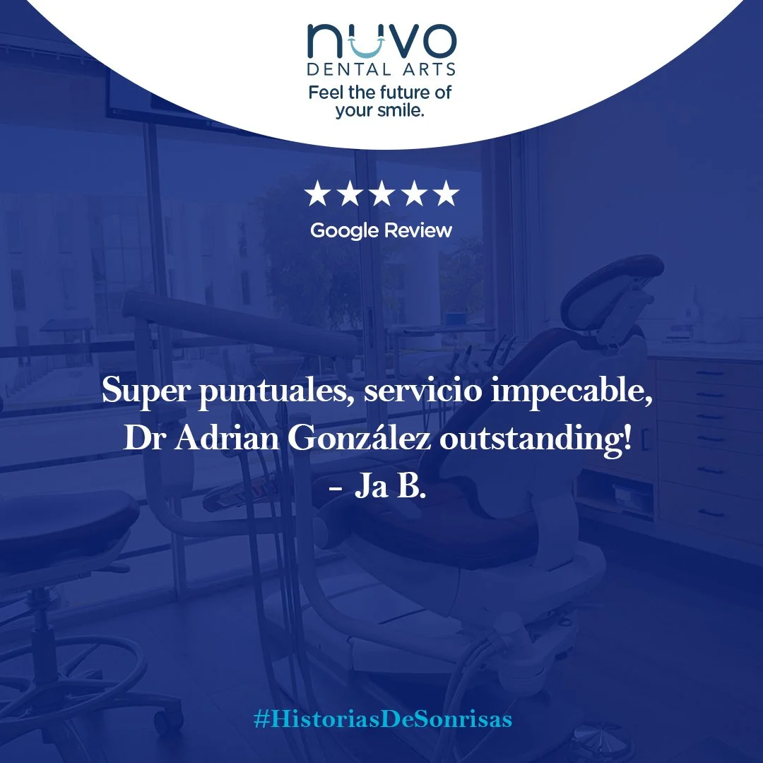 Reseña de paciente destacando atención puntual y servicio impecable en Nuvo Dental Arts