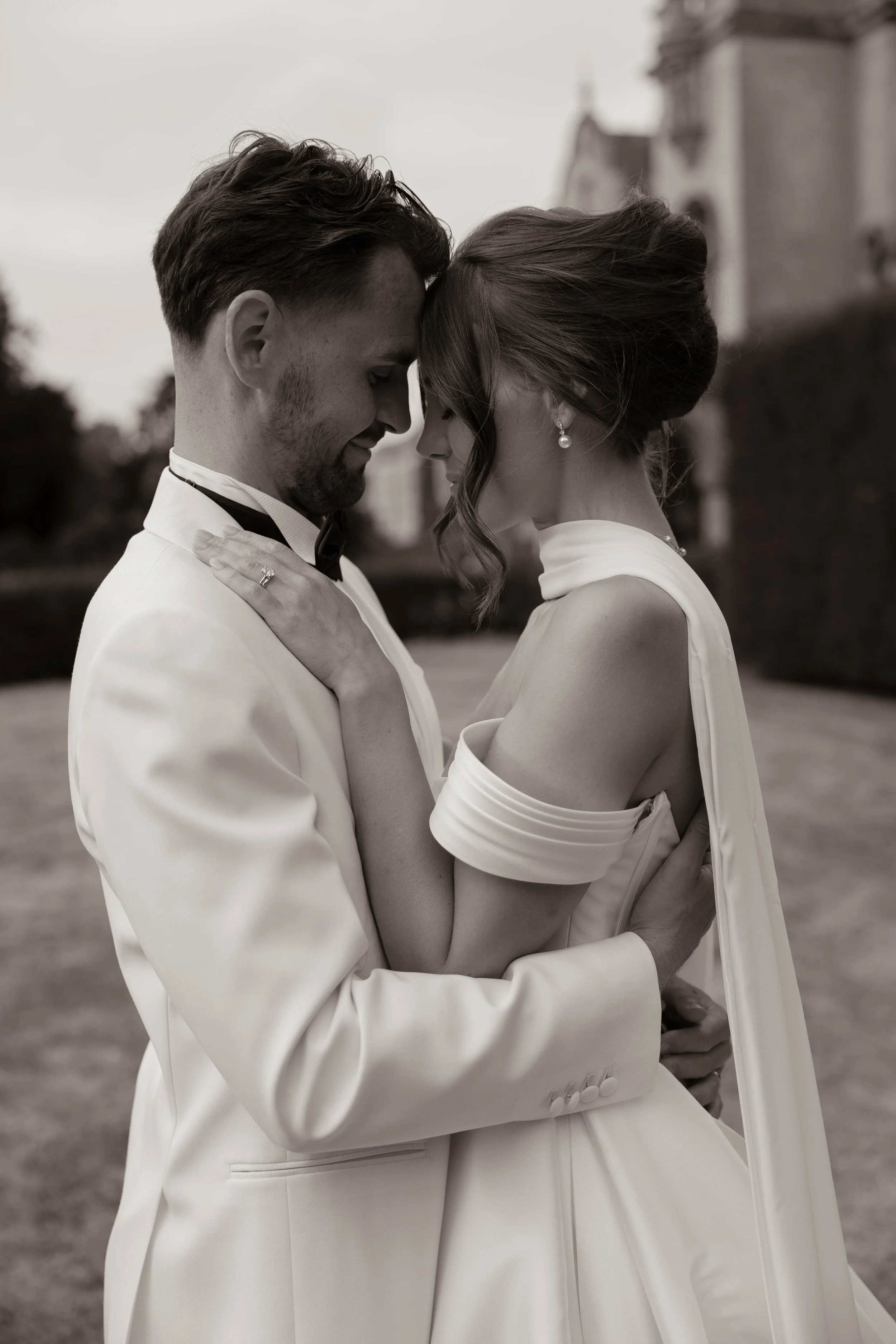 Grittleton house black and white intimate wedding photo.