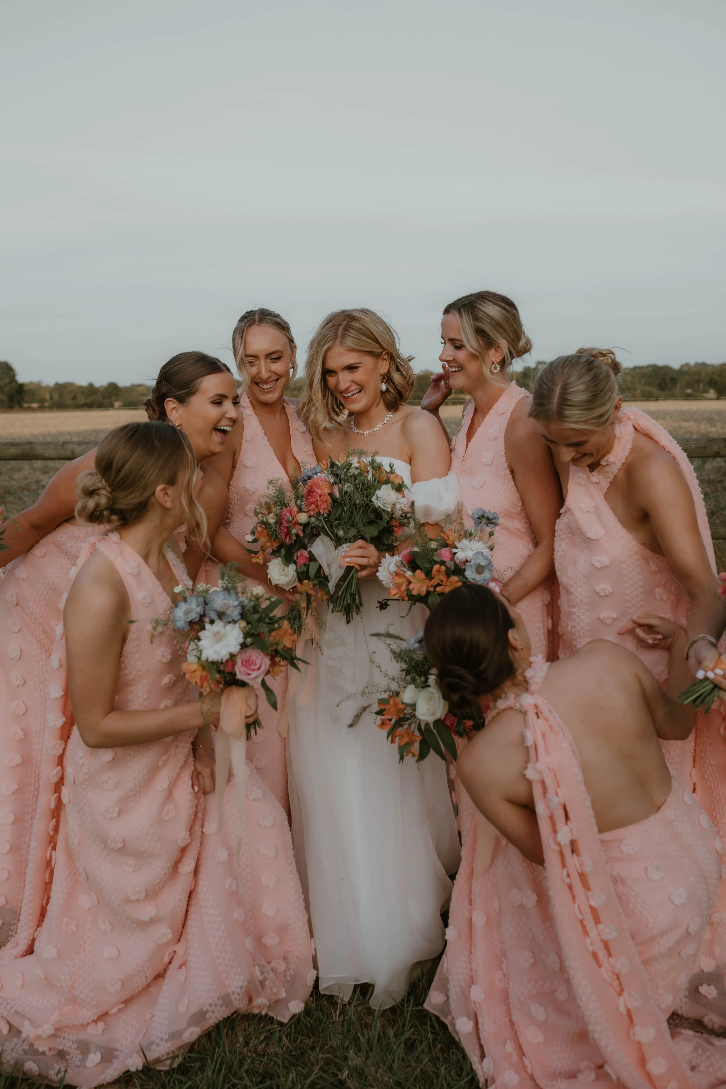 London wedding golden hour bridesmaids dancing.