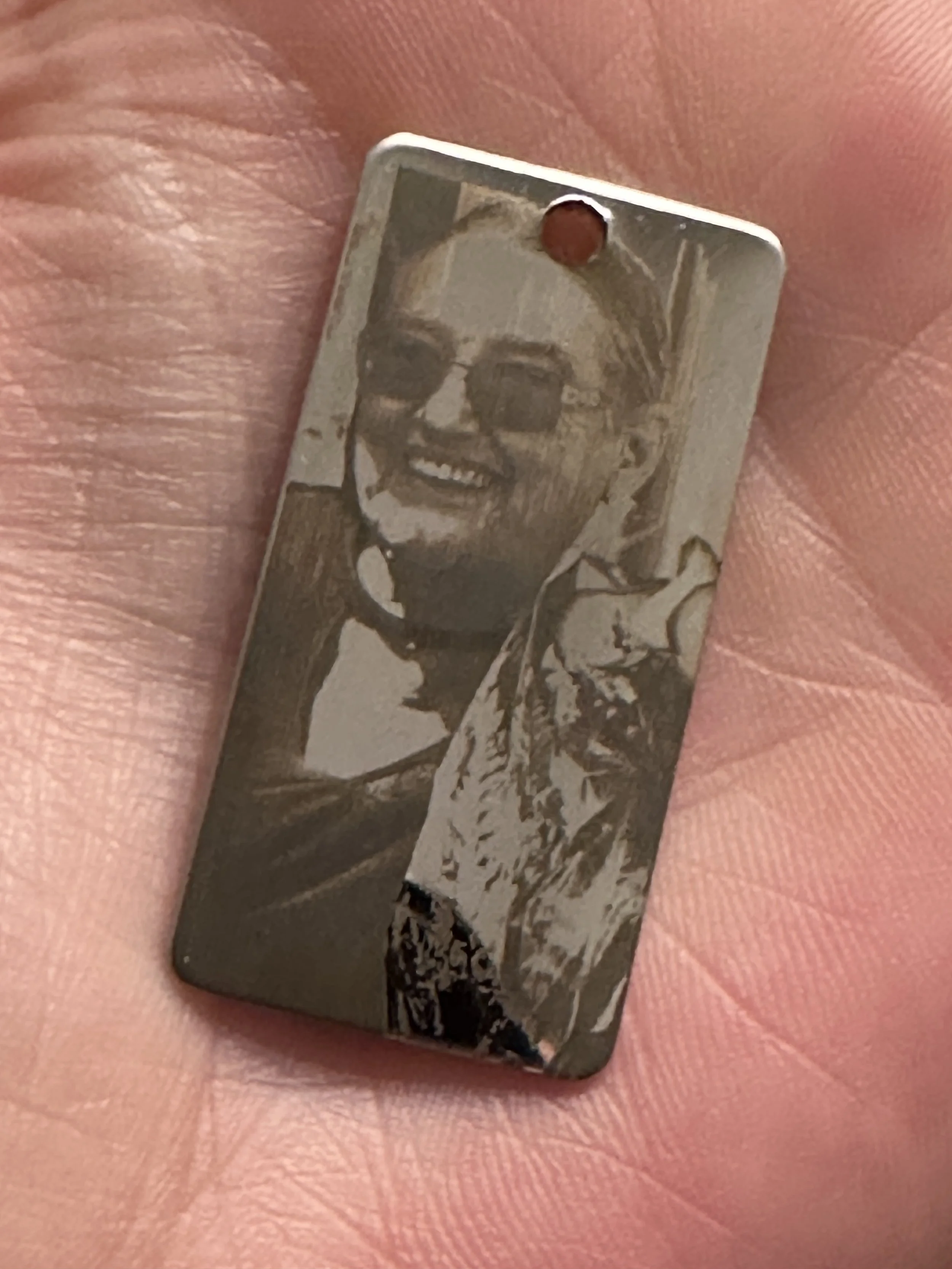 Custom photo reproduction on mini stainless steel keychain