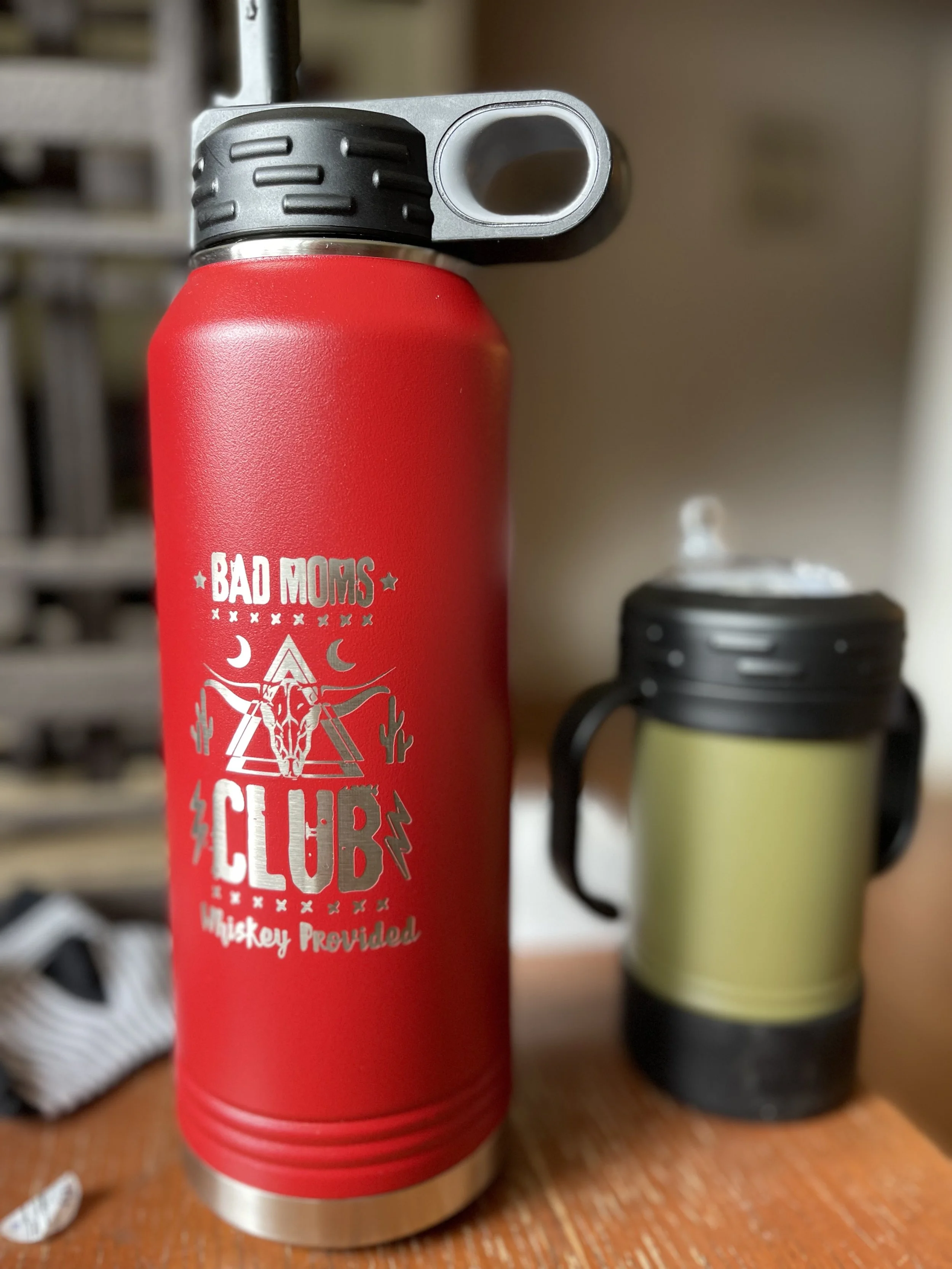 Personalized water tumblers (polar camel 40 oz and child's 12 oz in photo)