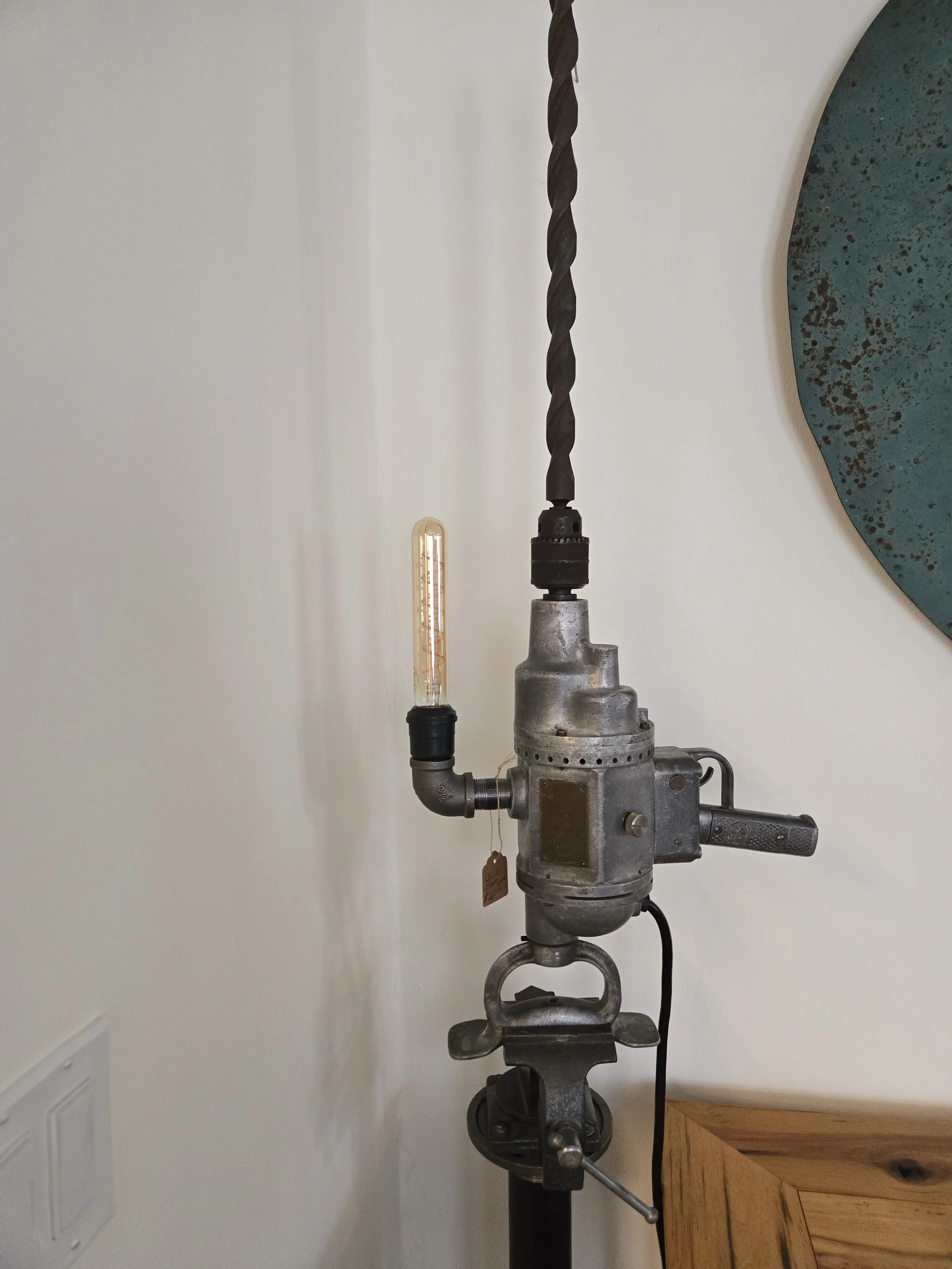 antique drill floor lamp