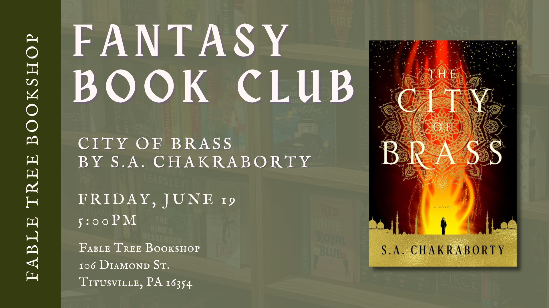 Fantasy Book Club: City of Brass by SA Chakraborty