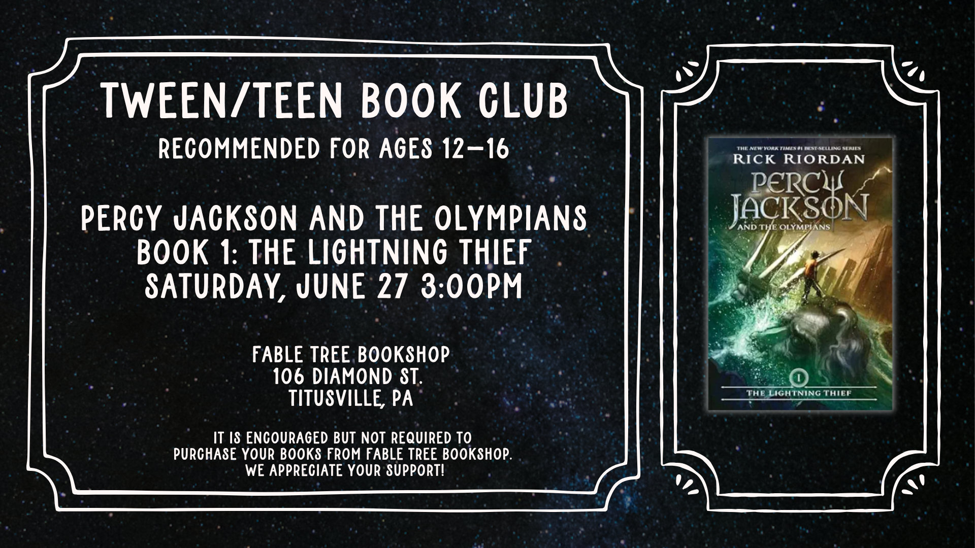 Tween/Teen Book Club: Percy Jackson and the Lightning Thief