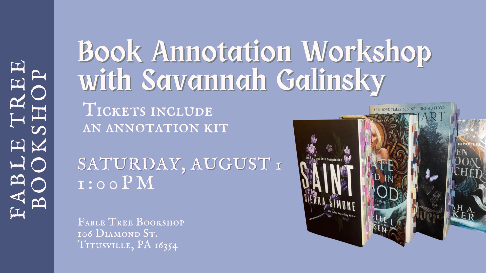 Book Annotation Workshop with Savannah Galinsky