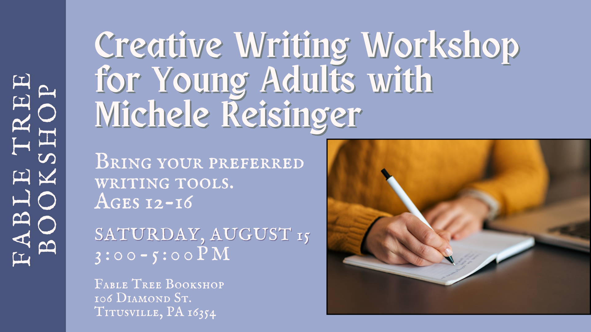 Creative Writing Workshop for Young Adults with Michele Reisinger