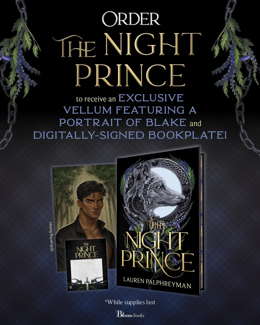 The Night Prince by Lauren Palphreyman Preorder with Vellum Art and Digitally Signed Bookplate