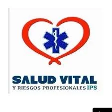 Logotipo de Salud Vital con un corazón y un símbolo de emergencia en el centro, y el texto en español.