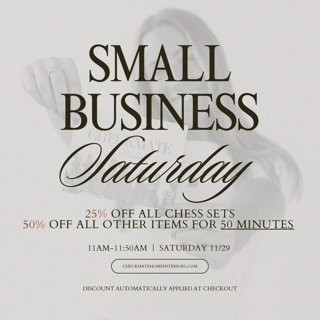 🚨 SMALL BUSINESS SATURDAY 🚨
This is NOT a drill&hellip; our BIGGEST sale EVER is happening and it&rsquo;s ONLY for 50 minutes.
25% OFF vintage chess sets and 50% OFF everything else on the site.

SATURDAY 11/29 11AM-11:50AM EST at CheckmateHomeInte