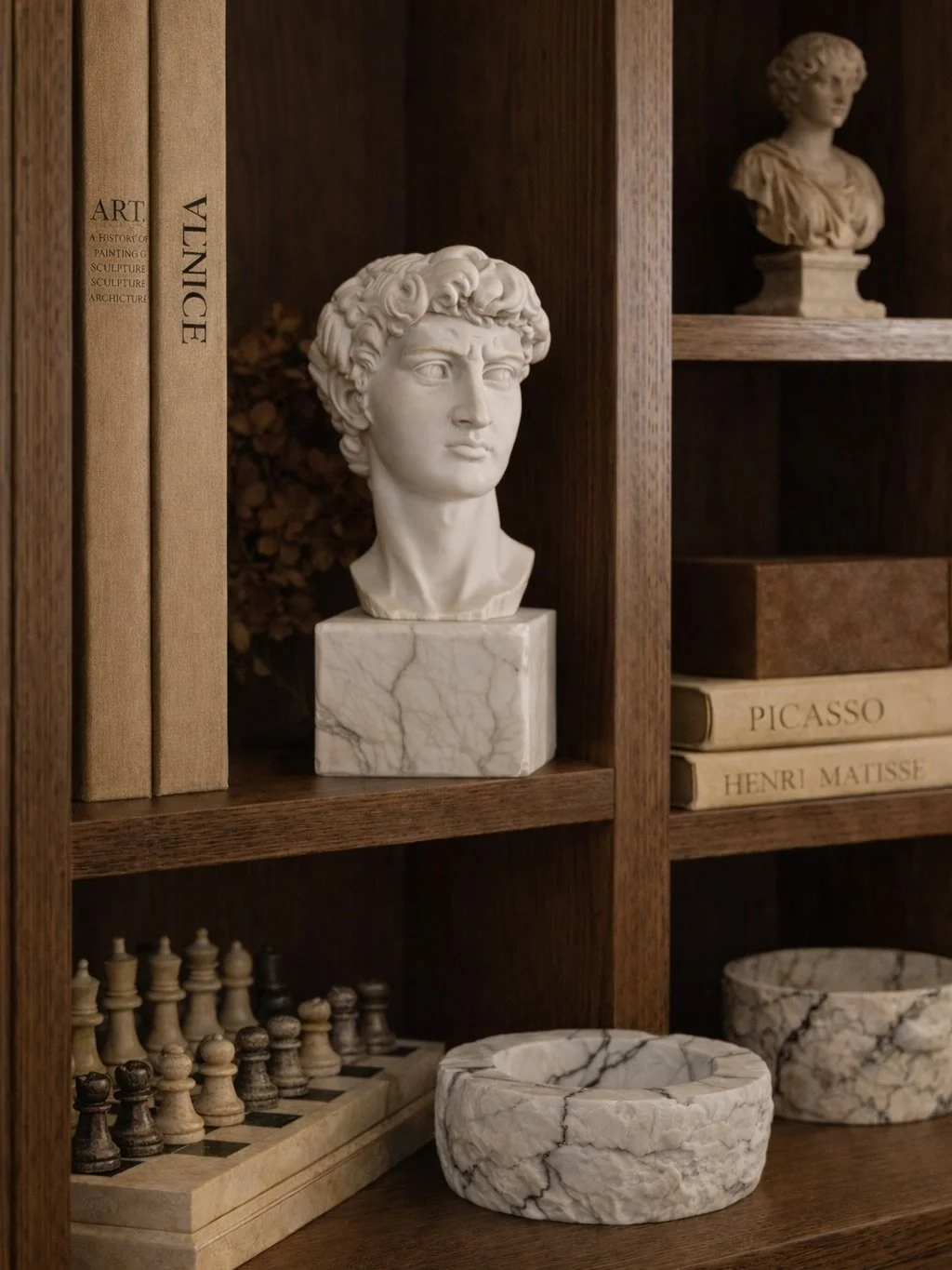 Stone and resin mix David bust sculpture atop an alabaster base, made in Italy. Signed and dated A. Giannelli, 1965 Italy. 7&rdquo; tall
$68

Please head to CheckmateHomeInteriors.com to purchase by clicking the link in our bio. See the &ldquo;How It