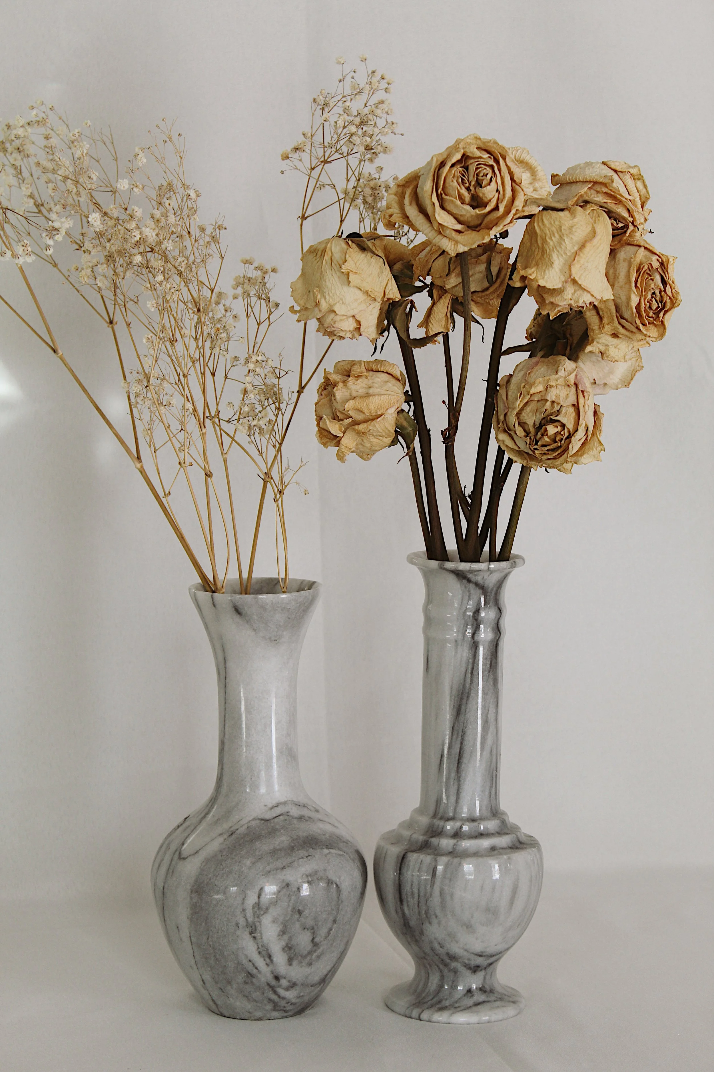 Carved Vintage Marble Vases