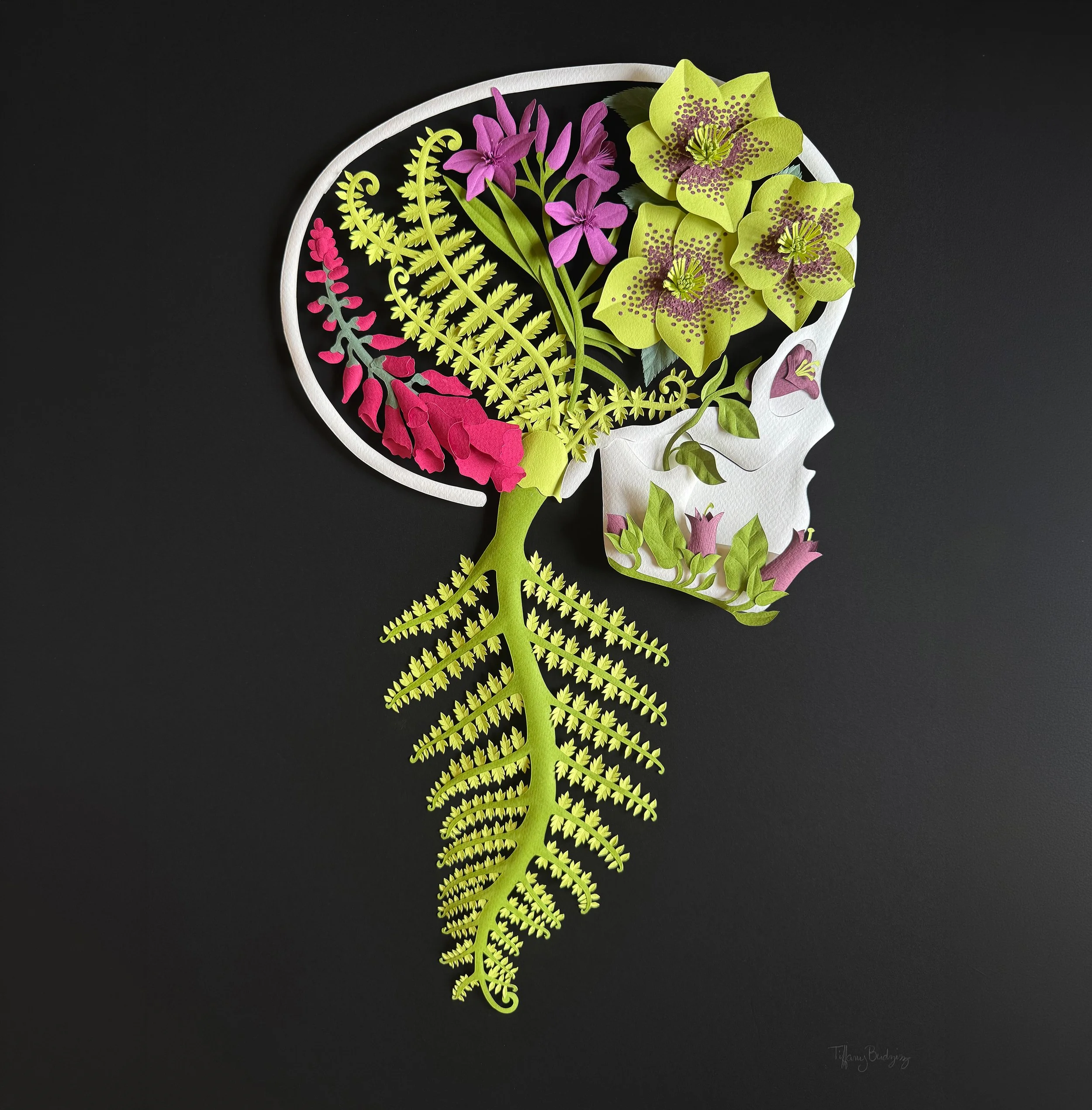 Intrusive Thoughts, paper sculpture, 27"h x 23"h, 2026
