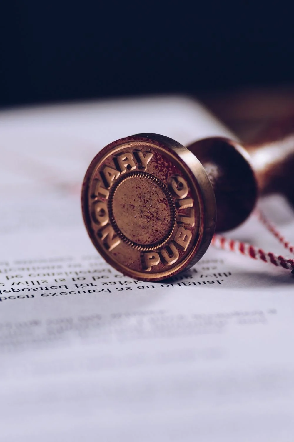 notary stamp being displayed on top of paper
