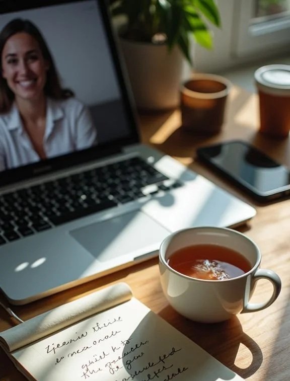image of a video meeting on a laptop