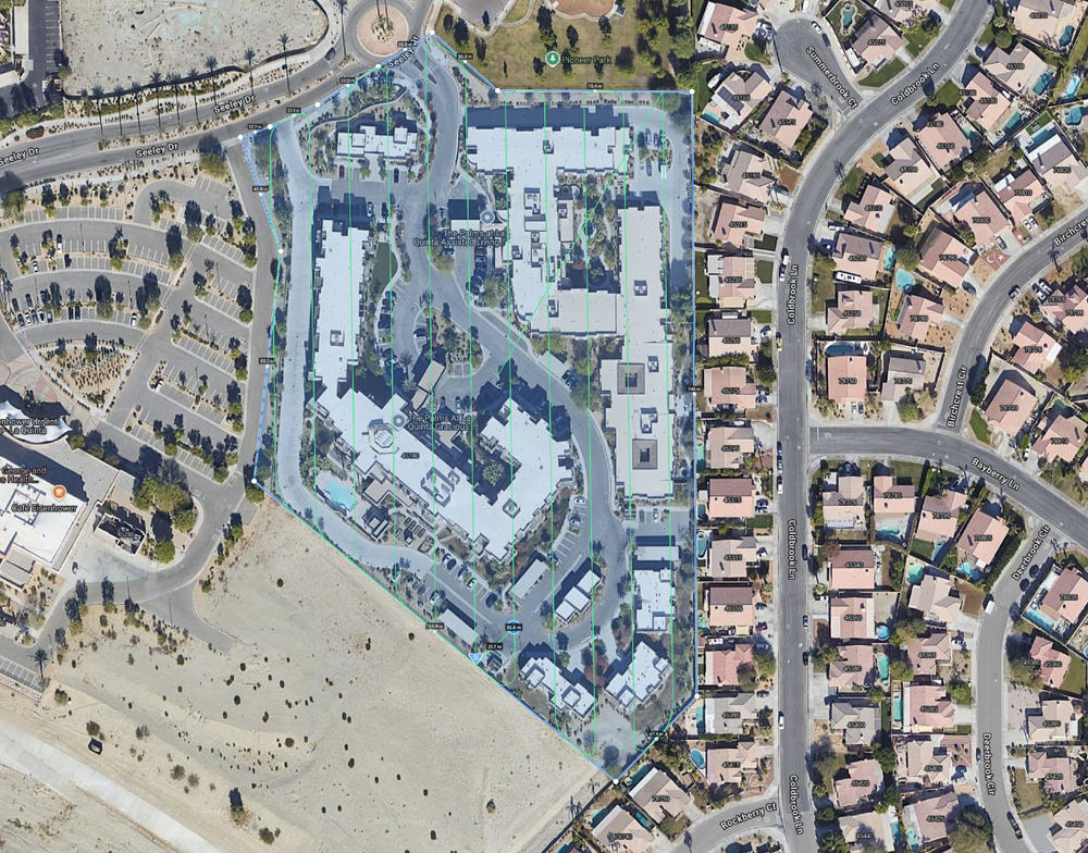 Drone orthomosaic map of an apartment complex and surrounding streets