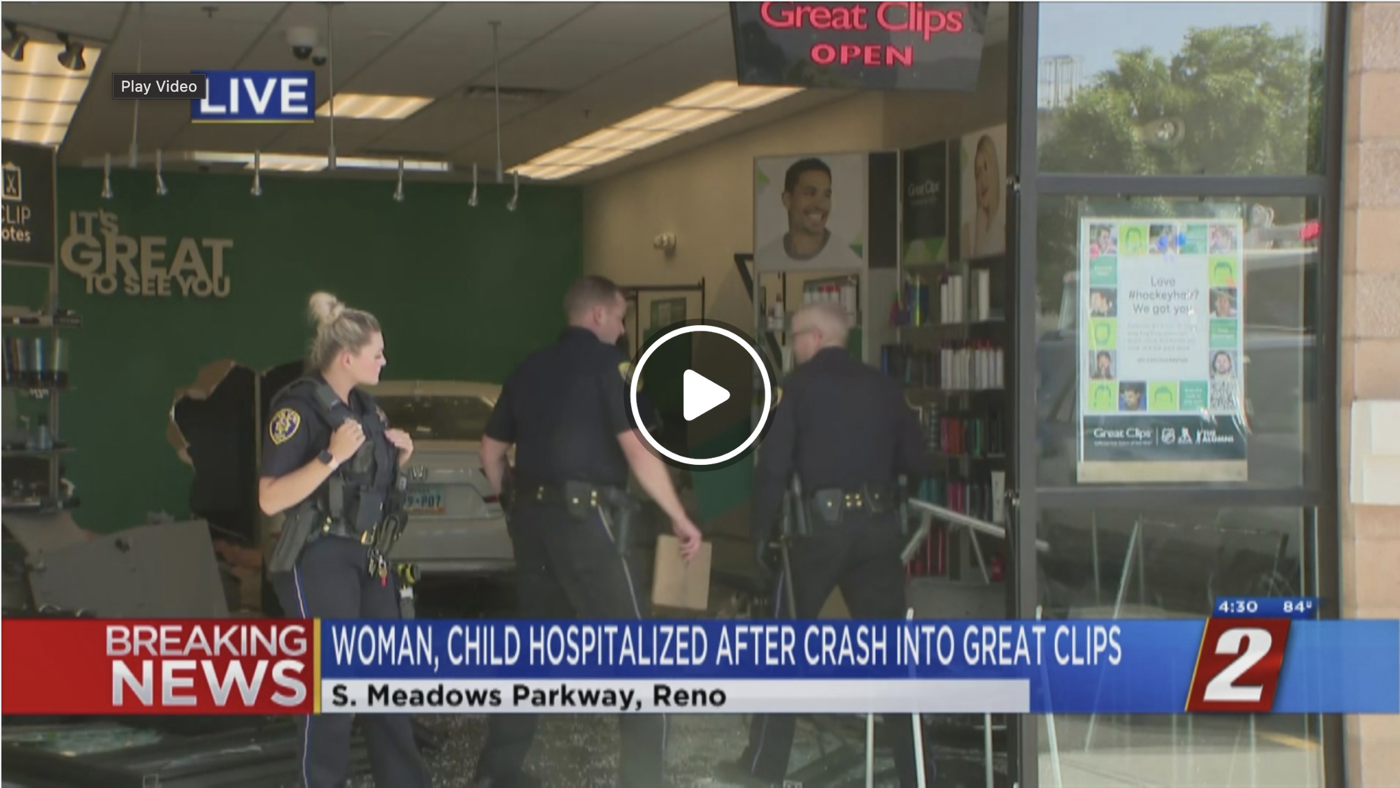 Screen capture of KTVN’s coverage of the MVA incident in 2022.