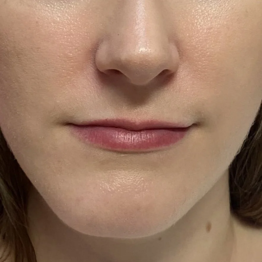 Close-up of a person's lips and nose