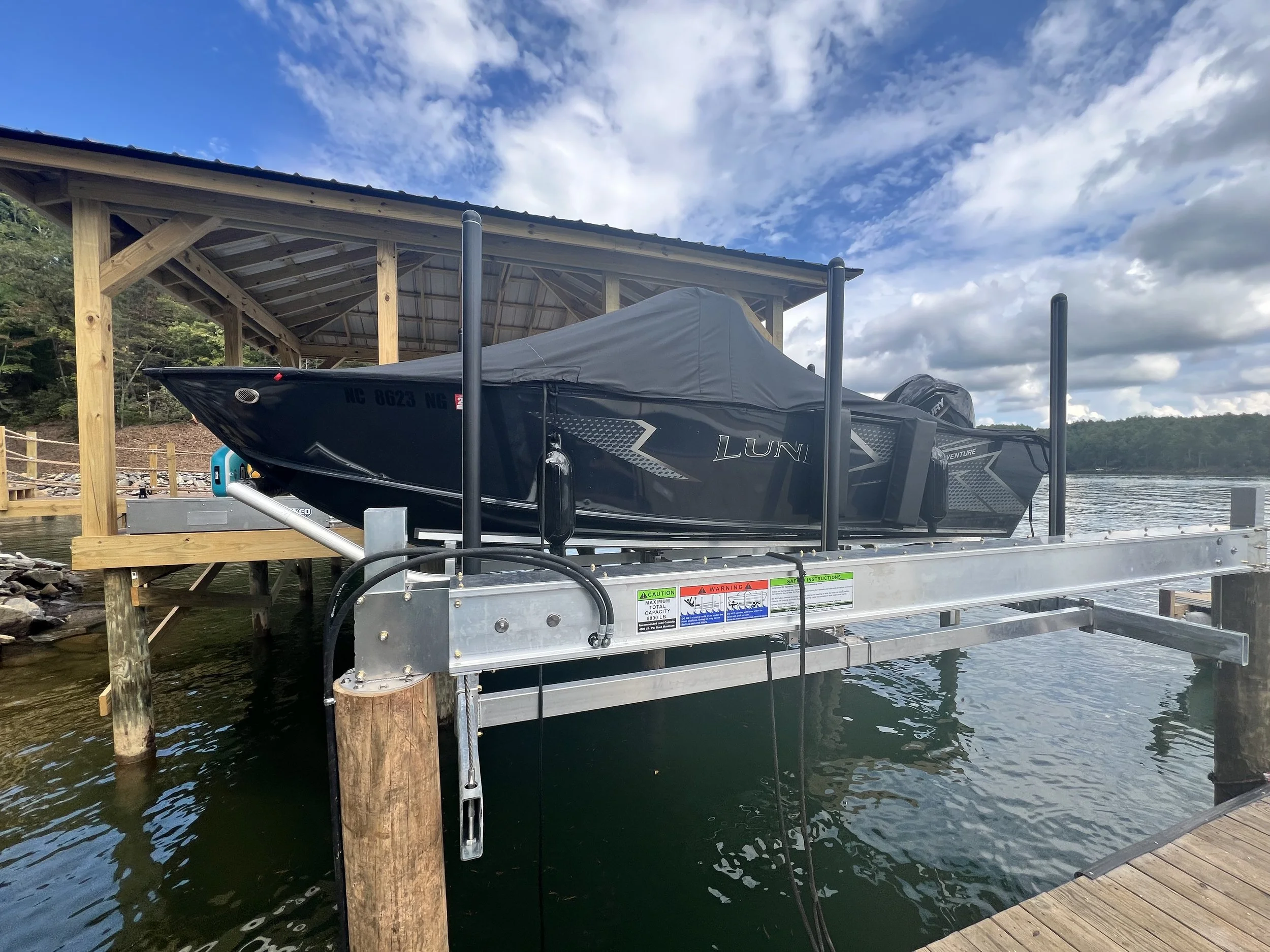 Boat lift Installed by Lakeside Services LKJ on Lake James